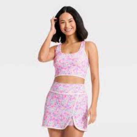 JoyLab Other - JoyLab Women's Floral Print Piped Longline Sports Bra, Pink - All Sizes